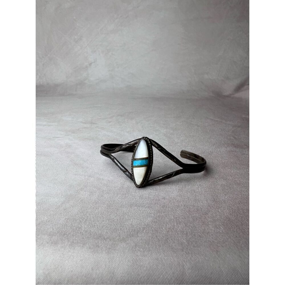 Vintage Navajo Turquoise & Pearl Cuff James Harrison